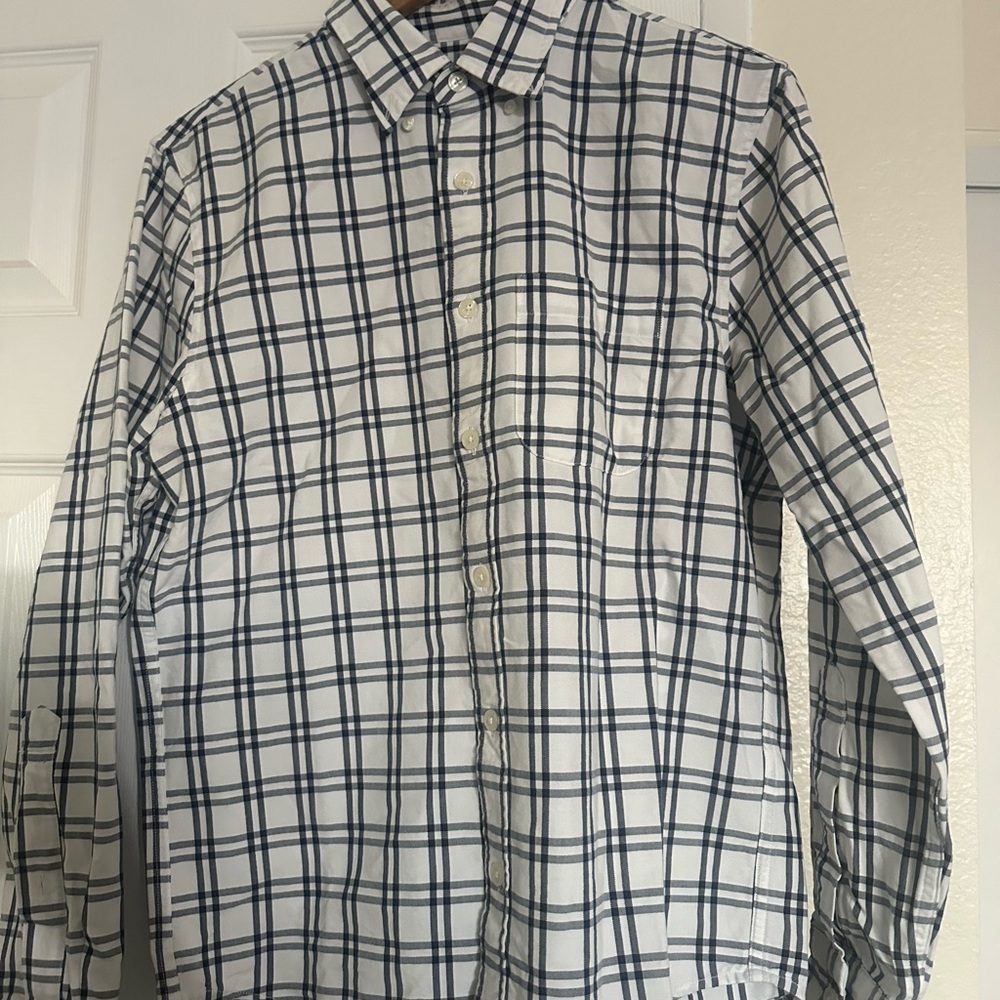 Abercrombie & Fitch White and Black Plaid Men's Shirt (S)